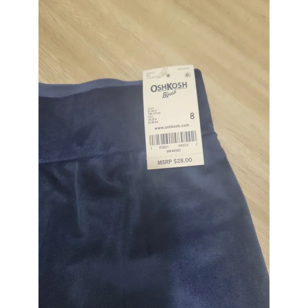 OshKosh B'gosh Girls Navy Blue Velour Leggings Size 8 NWT Soft Stretch Pants